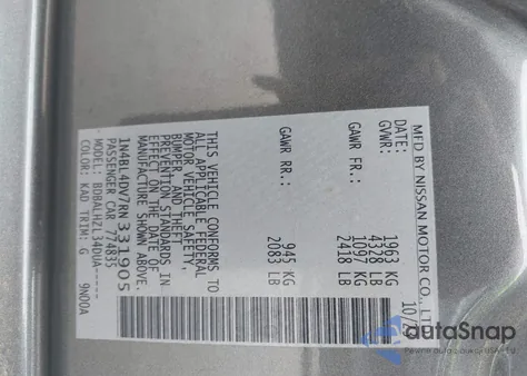 2024 Nissan Altima Sv Fwd из США, поврежденный, VIN 1N4BL4DV7RN331905